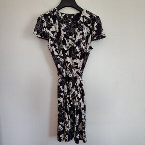 Ladies SZ PM INC Black/Cream Floral Faux Wrap Dress